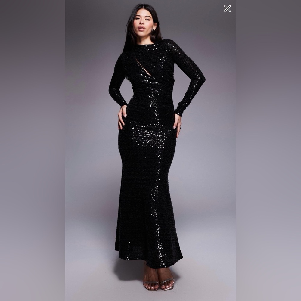 Elegant Black Sequin Evening Gown